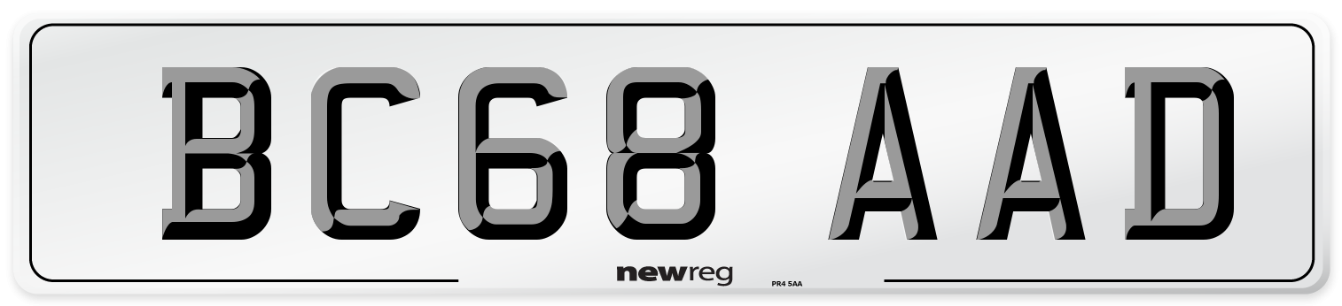 BC68 AAD Number Plate from New Reg